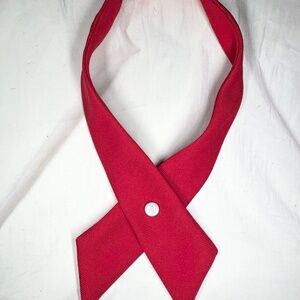 Red Criss-Cross Bow Tie for Uniform Adjustable Neck tie Pearl button snap